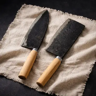 Domestic Iron Cast Knife - Traditional Rectangular Blade Large Kitchen Knife Handmade Blacksmith Knife Commercial Restaurant Kitchen Knife Food Knife