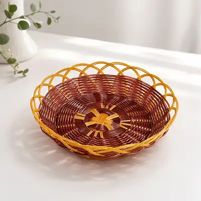 PP Two-Tone Round Lettuce Basket Brown