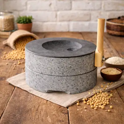 Daedam Korean Black Stone 30cm Traditional Millstone (Bokmaetdol Kitchen Mortar Household Coffee Grinder Holiday Traditional Experience Foreign Gift)