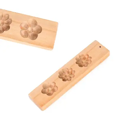 Domestic Forsythia Wood Yakgwa Mold 3-Cavity (Traditional Experience Rice Cake Mold Pattern Stamp)