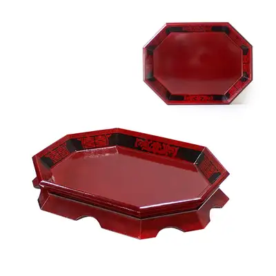 Domestic Traditional Lacquer Octagonal Oval Wooden Tray 34cm (Tea Ceremony Tray, Tea Set Stand, Korean Souvenir, Gift for Foreigners)