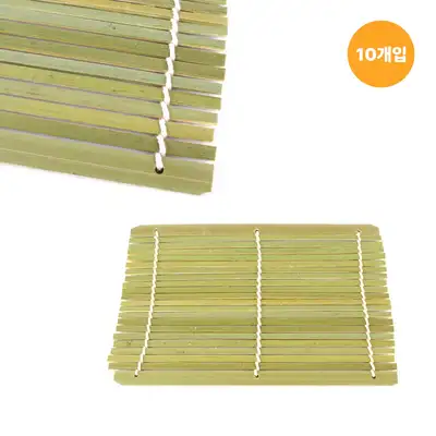 18.5 Bamboo Rectangular Sushi Mat 10-Piece Set (Noodle Bowl Stand, Tempura Stand, Soba, Sushi Rolling Mat, Kimbap Rolling Mat, Japanese Tableware)