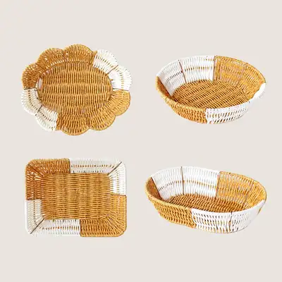 PP Premium Two-Tone Rattan-Style Storage Basket