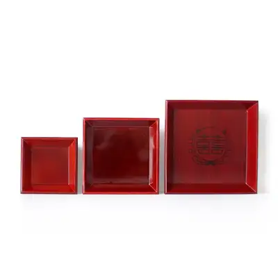 Domestic Traditional Lacquer Square Tray 3P Set (Wood Tea Table Tea Snack Table Small Table Original Wood Tea Table Korean Souvenir Foreign Gift)