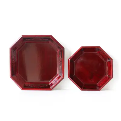 Korean Traditional Lacquered Octagonal Tray 2P Set (Wooden Tea Table Accessory Snack Table Small Table Original Wood Tea Table Korean Souvenir Foreign Gift)