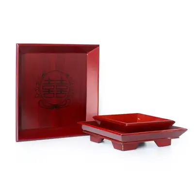 Domestic Traditional Lacquer Square Tray (Wooden Tea Table Mini Table Korean Souvenir Gift)