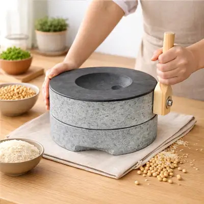 Dedam Korean Black Stone 26cm Millstone (Traditional Mortar Mill Kitchen Pestle Coffee Grinder Holiday Experience Foreign Gift)