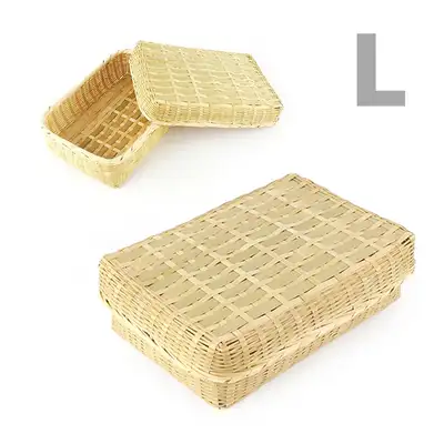 L Bamboo Rectangular Mini Bento Box Ornament (Holiday Rice Cake Box, Korean Sweets Gift Box, Wedding Dowry Box, Offering Box, Rice Cake Basket, Side Dish Box)
