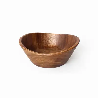 17cm Wave Wood Salad Bowl (Natural Wood Cereal Bowl Round Wood Bowl Multipurpose Wooden Dish Aesthetic Camping Tableware)