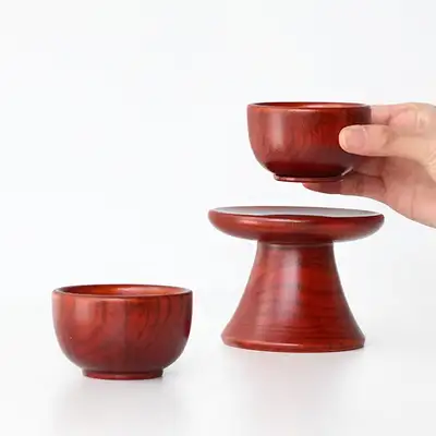 Korean Traditional Lacquered Wooden Ritual Cup Stand Set (Jesa Ceremony, Ancestral Rites, Holiday Table, Gift)