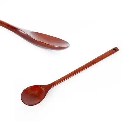 Rose Wood Lacquered Round Cooking Spoon 34cm (Wooden Stir-Fry Spoon Stirrer Multi-Purpose Wood Spatula Commercial Long Spoon)