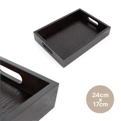 Lacquered Wood Openwork Handle Tray 2417