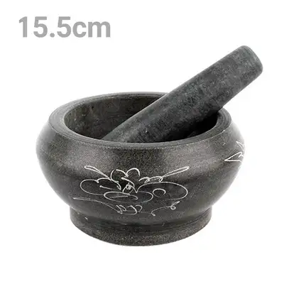 M 一般 石臼 すりこ木 セット（ニンニク 石臼 生姜 つぶし 挽く 刻む 多用途 キッチン ゴマ挽き 薬石臼）