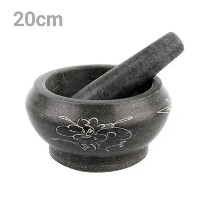L 石臼 すり棒セット（ニンニク臼 生姜すり おろし 挽き 刻み 多用途キッチン ゴマすり棒 薬臼）