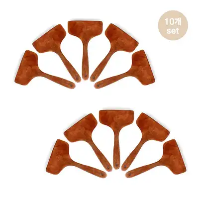 Lacquered Egg Roll Wide Spatula 10 Pack (Stir-fry Turner Cooking Tool Commercial Multi-purpose Wooden Flipper Kitchen Tool)