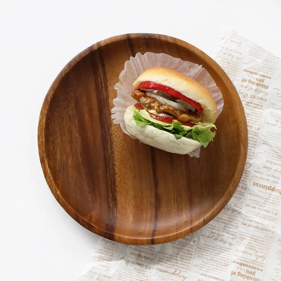 Low Round Wooden Bowl (Aesthetic Camping Home Party Café Plate Fruit Dish Accessory Wood Tray) — 2