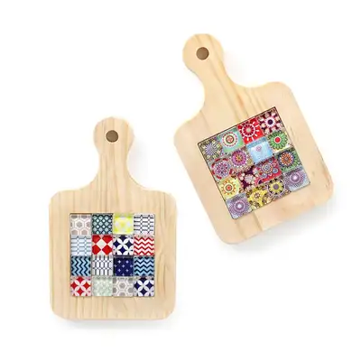Mosaic Tile Wood Trivet & Cutting Board 1P (Vintage Kitchen Decor Accessory Wooden Coaster)