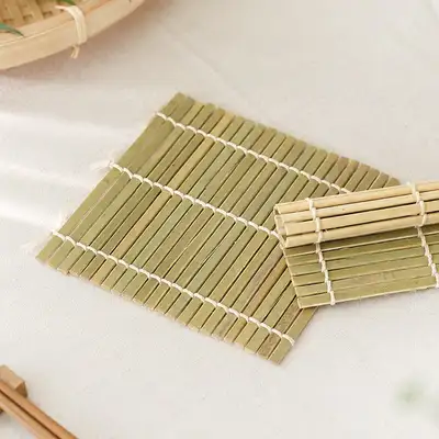 11cm Bamboo Mini Sushi Mat 1pc (Coaster Tempura Mat Bamboo Placemat Nori Roller Noodle Mat Japanese Tableware)
