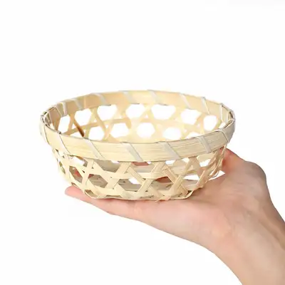 Natural Bamboo Round Rice Cake Basket (Songpyeon Packaging Mini Korean Sweets Chuseok Lunar New Year Group Gift Return Gift)