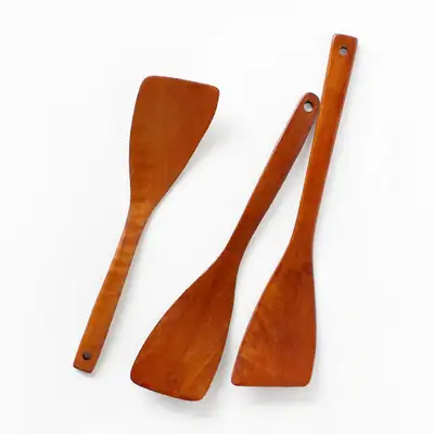 Rose Wood Lacquered Angled Turner (Wood Wok Spatula Cooking Tool Professional Multi-Purpose Wooden Spatula Restaurant Kitchen Tool)