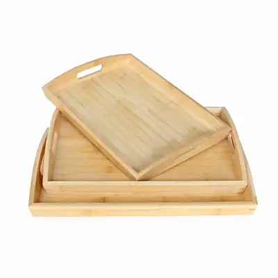 Bamboo Handle Wooden Tray