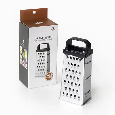 Premium 4-Sided Stand Grater (Cheese Grater, Multi-Purpose Stainless Steel Zester)