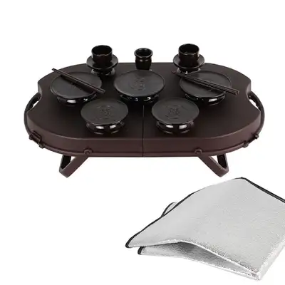Korean Portable Ritual Offering Vessel and Straw Mat Set - 14 pieces (Traditional Holiday Ancestor Veneration Ritual Use Convenient Offering Supplies Craft)