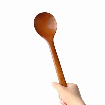 Rose Wood Lacquered Salad Spoon (Warm Wood Salad Server, Multi-Purpose Serving Utensil, Stir-Fry Spoon)