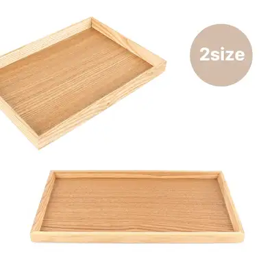 Natural Square Wood Tray (Wooden Serving Platter Dish Bowl Wood Tray Cafe Restaurant Multi-Purpose Bread Tray)