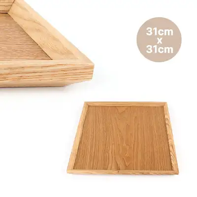 Natural Edge Square Tray 31 x 31 - Wooden Wood Tray Cafe Multi-Purpose Bread Tray