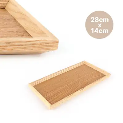 ナチュラルエッジ スクエアトレイ 28 x 14 (ウッド無垢材木製トレイ カフェ多機能パントレイ)