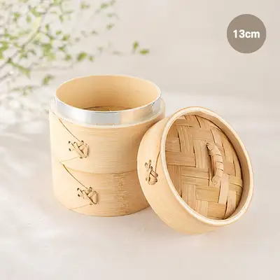 13cm竹製小型蒸し籠（業務用蒸し器 点心 2段 蒸し笊 バイキング蒸し料理 蒸し鍋 肉まん 餅作り）