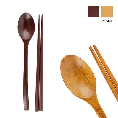伝統天然漆塗り小型食器セット（シンプル韓食レストラン木製原木調理道具スプーン箸）