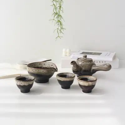 天目虎斑三人茶器セット