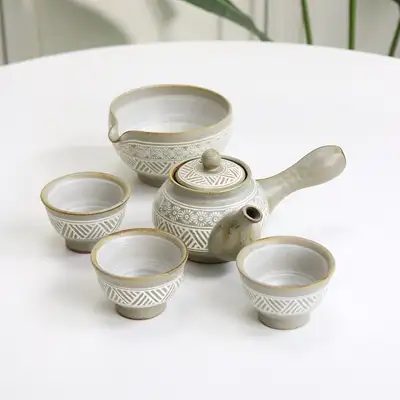 粉青 櫛目紋 3人茶器セット