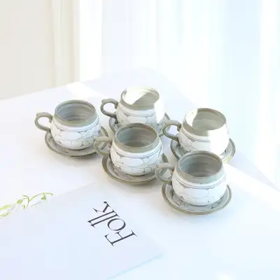 粉青牡丹5人用コーヒーカップセット