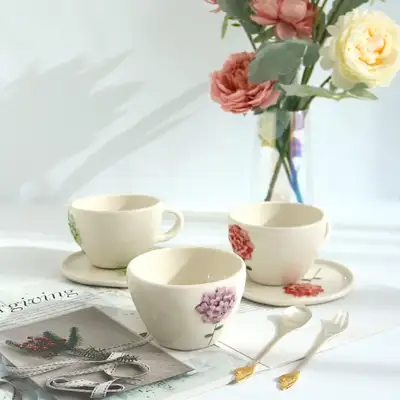白磁一輪花コーヒーカップセット（選択）