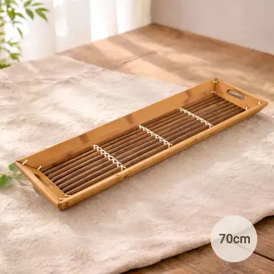 70cm 竹製 長方形 サンチャン皿（無垢材トレイ 業務用 レストラン サンチャン皿 麺盆 揚げ物皿 野菜鉢）