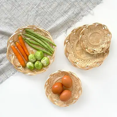 竹製フラワーザル（天ぷら皿 キャンプ ミニボウル 居酒屋 花ザル 和食 装飾小物 プレーティング）