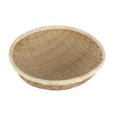 30cm Bamboo Woven Flat Basket | Round Colander Basket