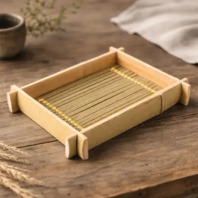 Bamboo Square Soba Plate 1P (Buckwheat Noodle Dish Japanese Style Soba Tray)