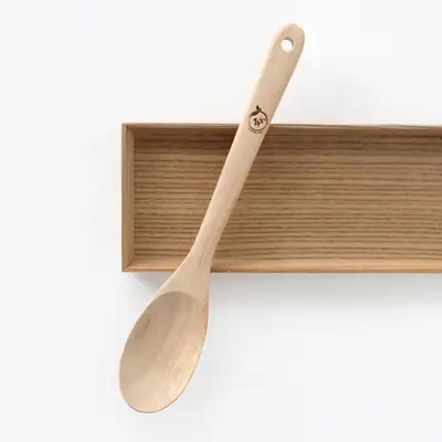 Hinoki Wood Stir-Fry Spatula Oval 305 | Wood Cooking Spoon