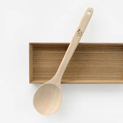 Hinoki Wood Round Stir-Fry Spatula 317 | Wood Cooking Spoon