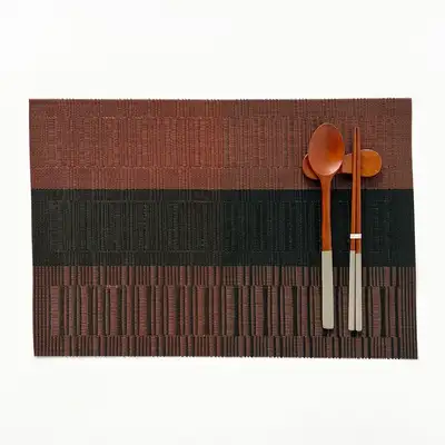 Brown Two-Tone Line Table Mat | Tablecloth Table Runner Placemat