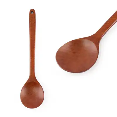 Camphor Wood Round Stir-Fry Spatula 33cm (Restaurant Wooden Stir-Fry Spoon Turner Multi-Purpose Wood Spatula Commercial Long Spoon)