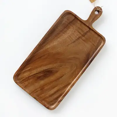Size 5 Acacia Home Handle Rectangular Round Wood Serving Board