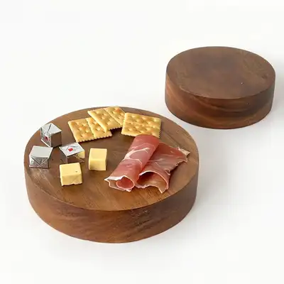 Acacia High Round Wood Plaiting Board | Cheese Cake