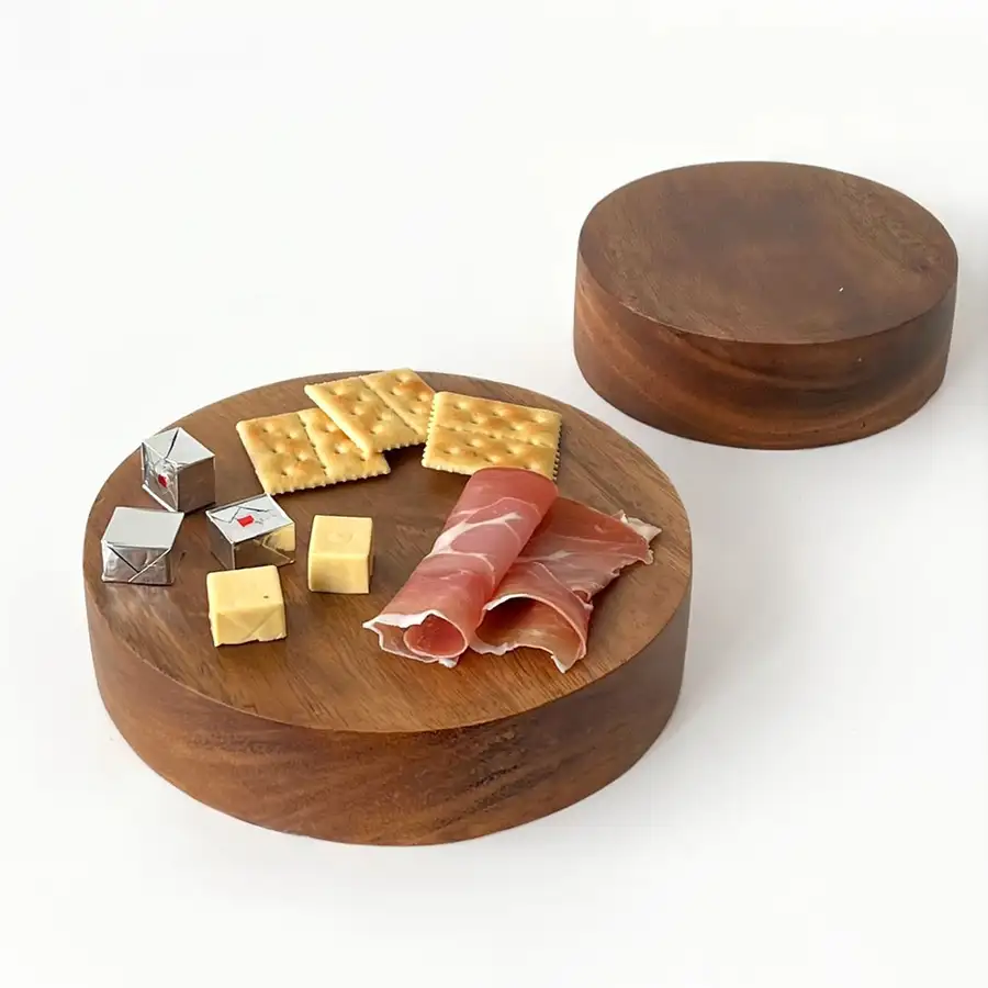 Acacia High Round Wood Plaiting Board | Cheese Cake — 1