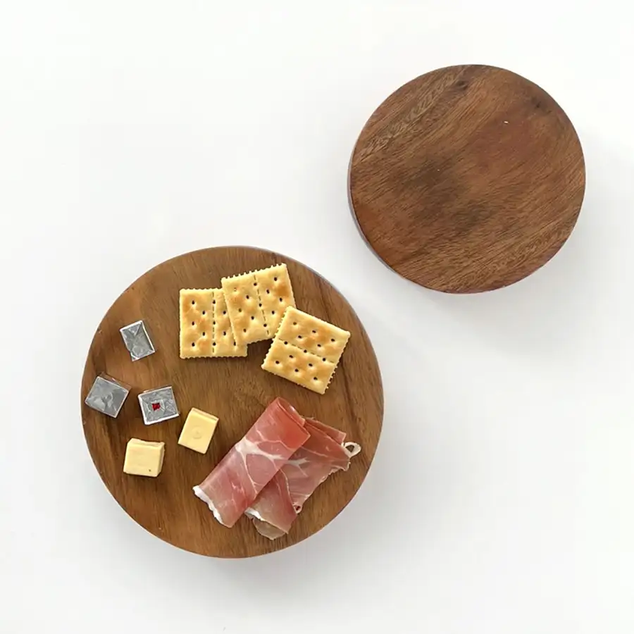 Acacia High Round Wood Plaiting Board | Cheese Cake — 2