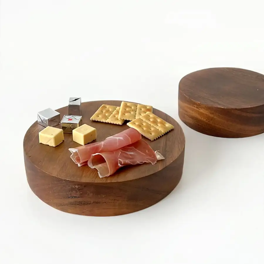 Acacia High Round Wood Plaiting Board | Cheese Cake — 3